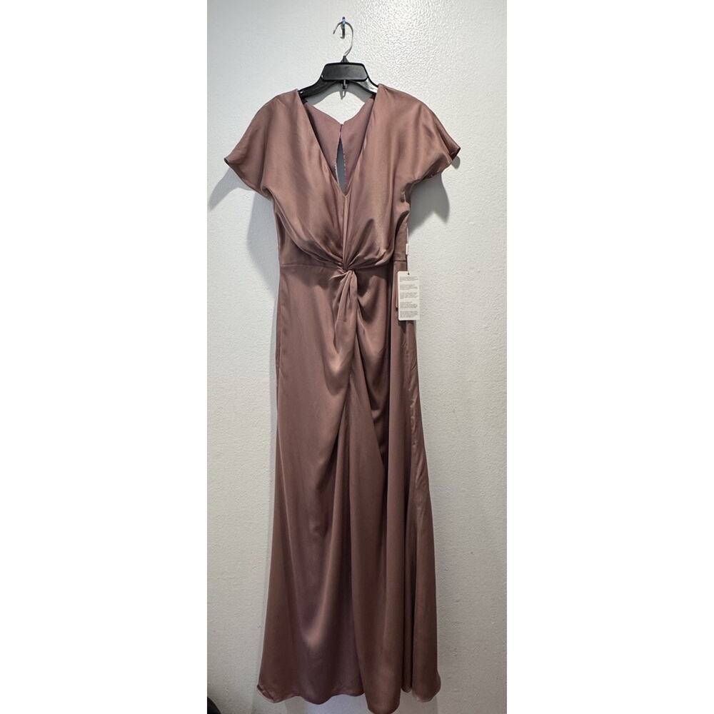 Stacees Women’s Size 10 Pink Dusk Long Bridesmaid Dress‎ V Neck Evening Glam